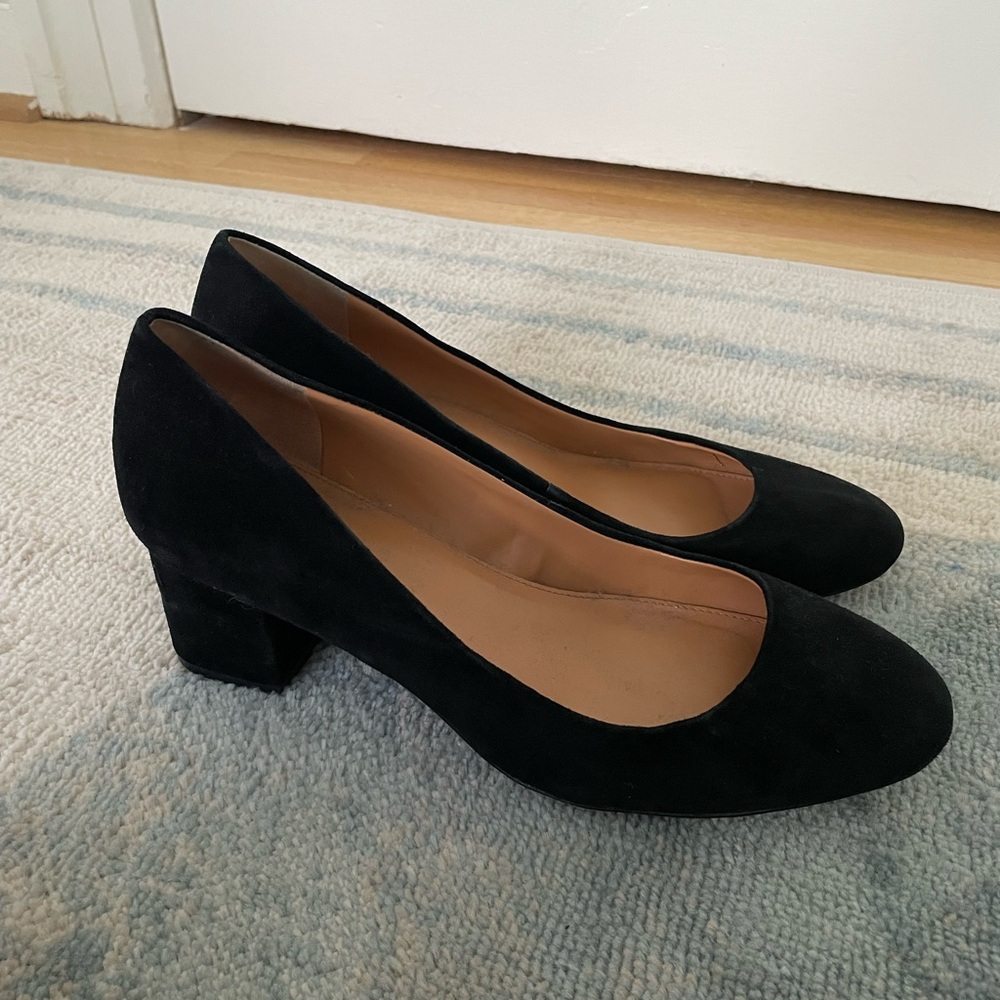 J. Crew Factory Black Suede Block Heel